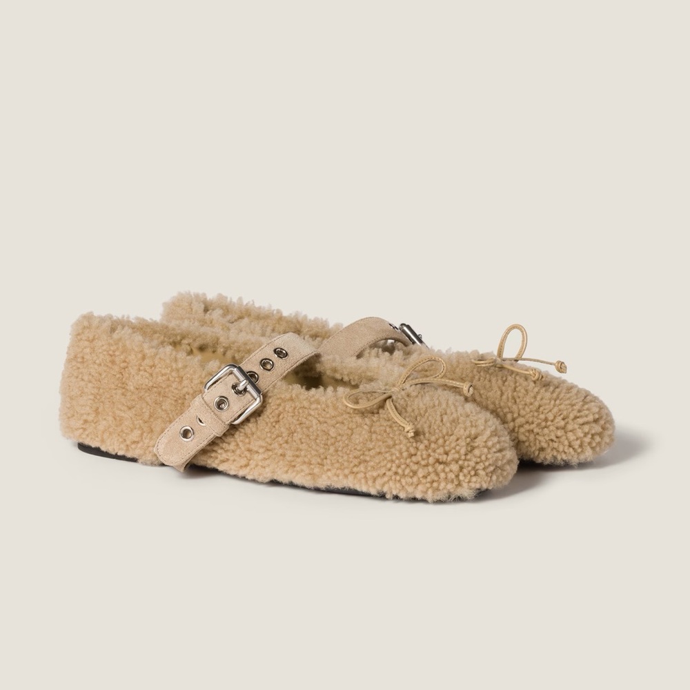 Miu Miu Shearling Ballerina Flats